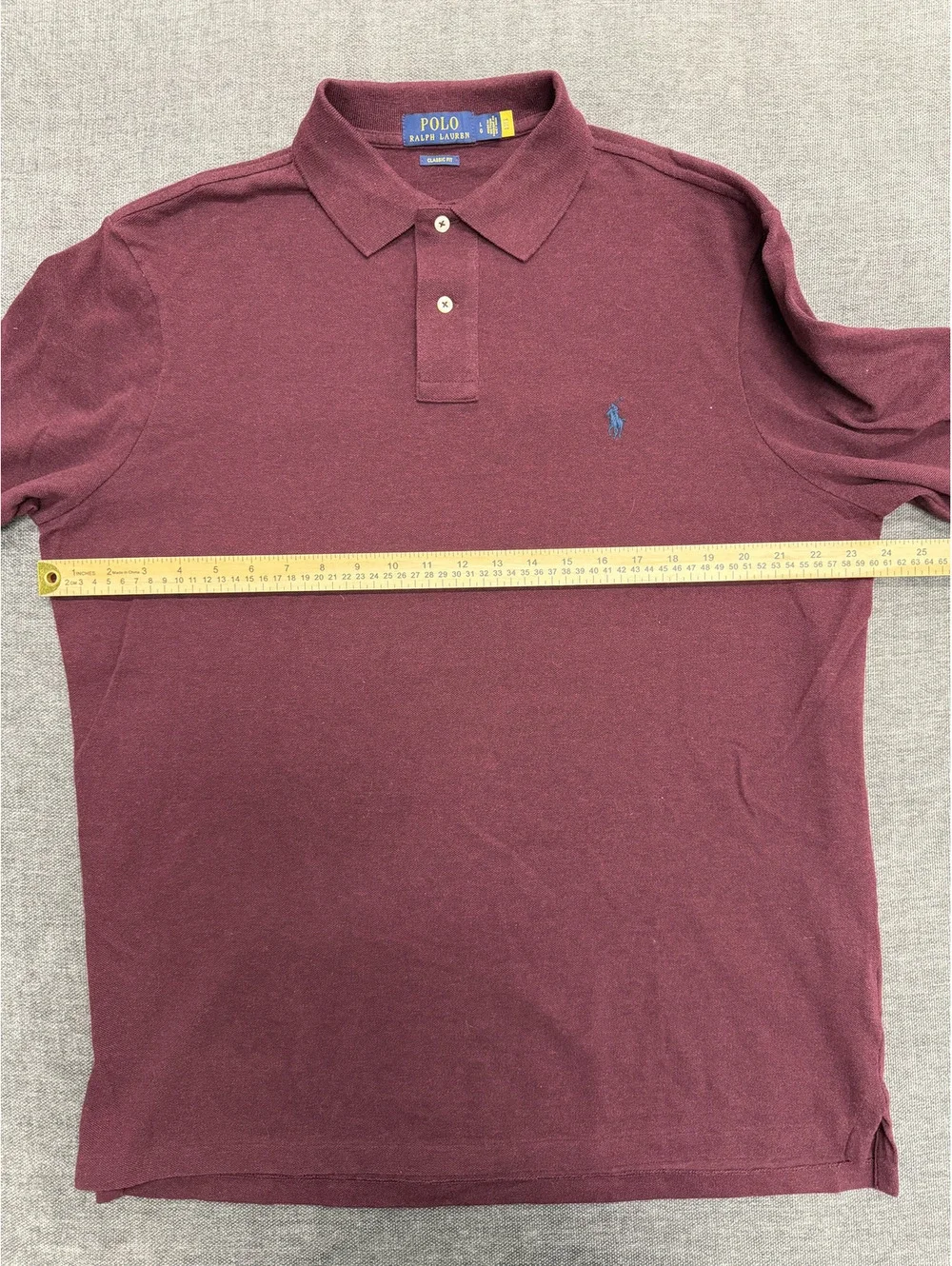 Polo Ralph Lauren Classic Fit Long Sleeve Polo Shirt Burgundy Large